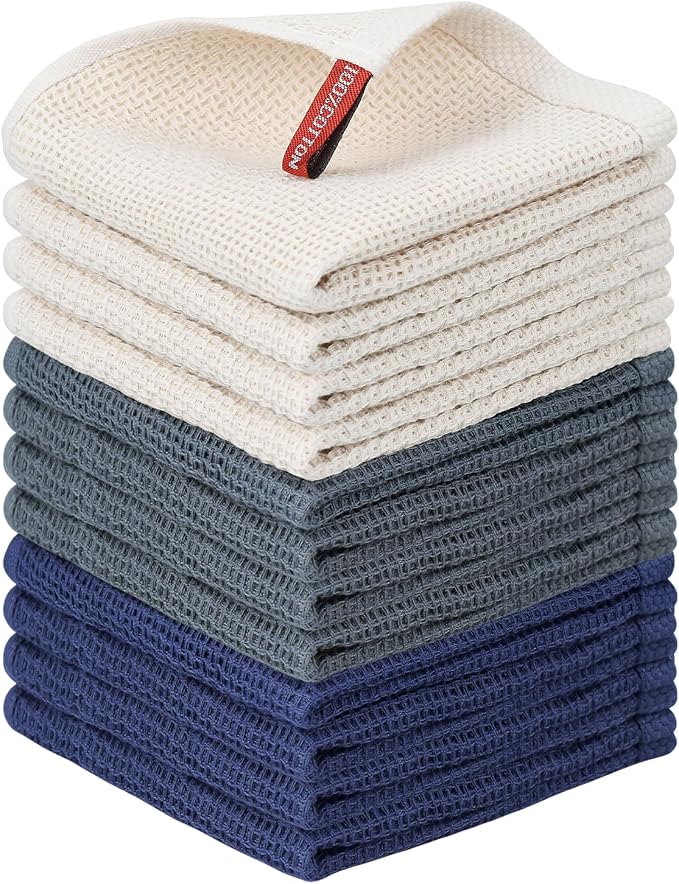 Nialnant 12 Pack Dish Cloths, 100% Cotton Dish Towels by Nialnant