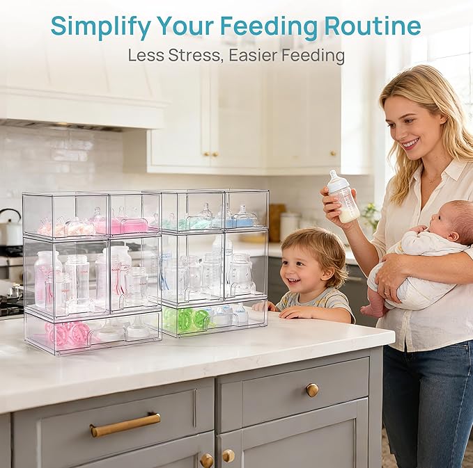 Vtopmart 10 Pack Clear Baby Bottle Organizer Set, Stackable Storage Drawers - Image 4