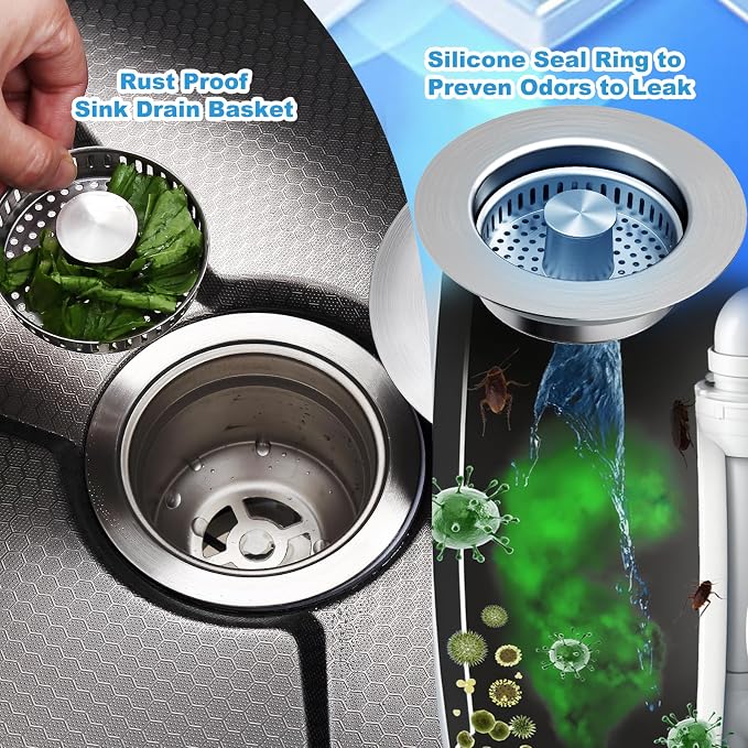 3-in-1 Kitchen Sink Drain Strainer & Stopper - Image 6