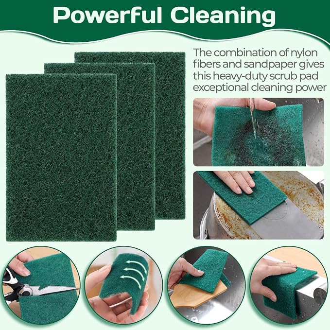 Heavy Duty Scouring Pad 10Pcs Scouring Pads Green Scrubbing Pads - Image 3
