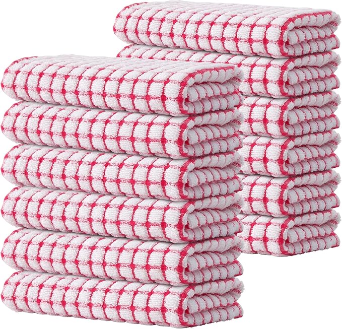 Kitinjoy Cotton 12 Pack Terry Kitchen Towels, 16 x 25 Inches Super Soft and by Kitinjoy