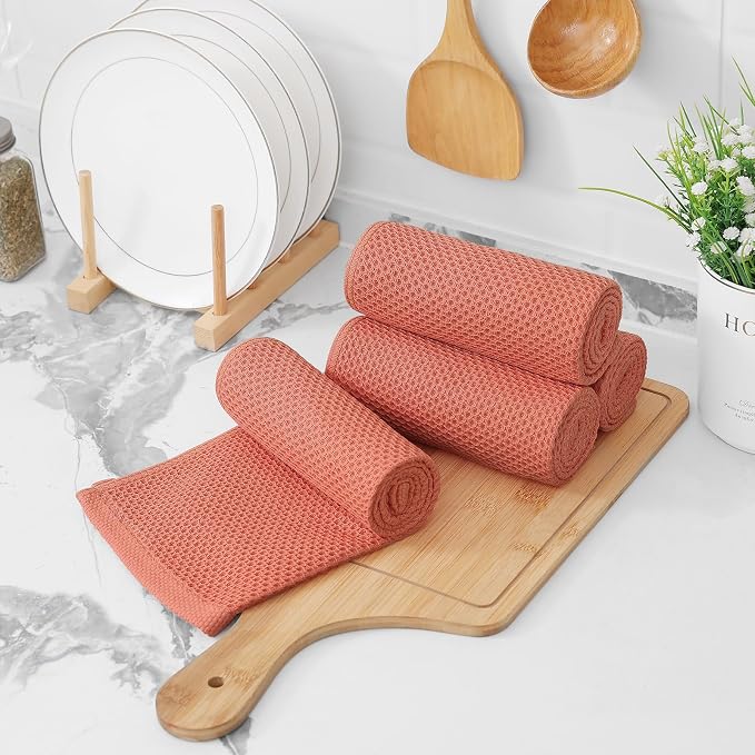 Kitinjoy 100% Cotton Waffle Weave Kitchen Hand Towels - Image 7