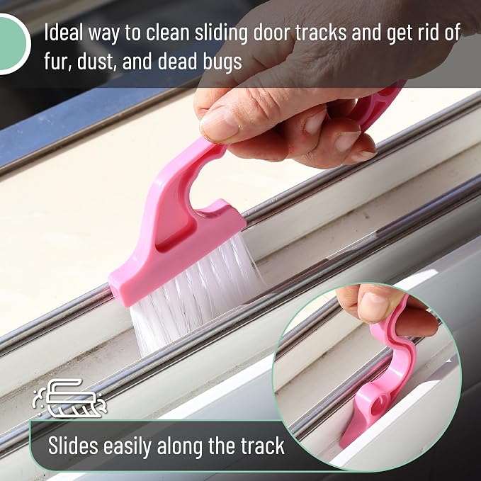 Slick- Window Track Cleaning Brush, 4 Pack, Colorful Ergonomic Handle, Built-in - Image 4