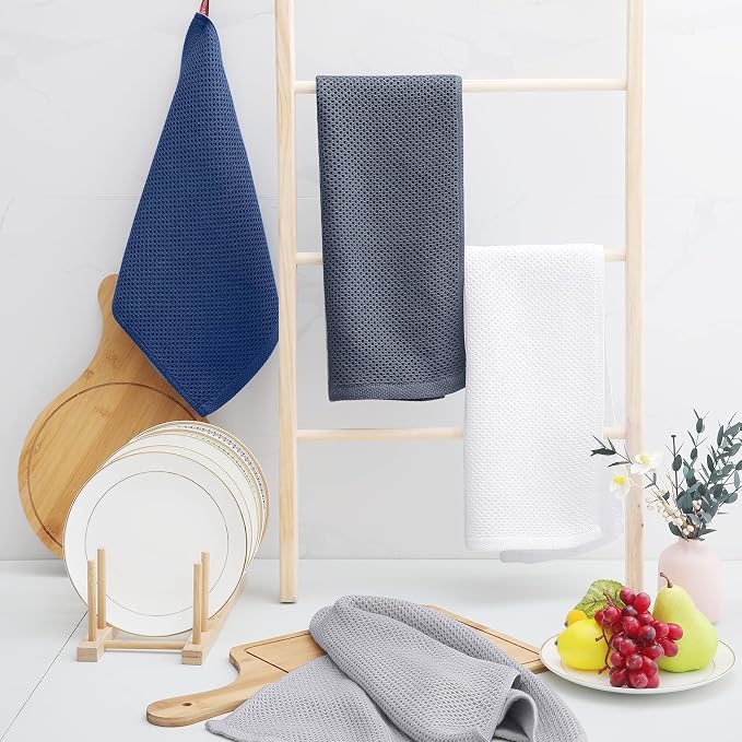 Homaxy 100% Cotton Waffle Weave Kitchen Towels, Quick Drying Cleaning Towels - Image 6