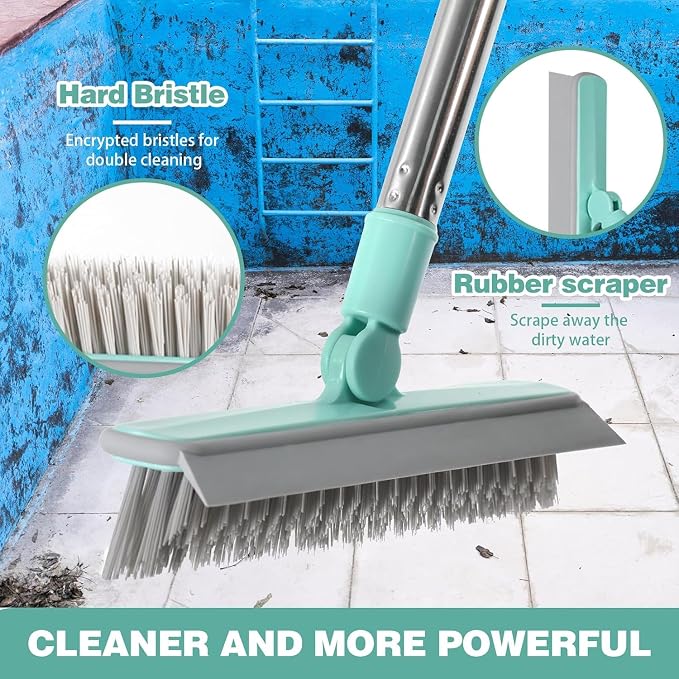 Pool Brush V-Shape Brush with 63" Adjustable Long Handle, Shower Swimming Pool - Image 2