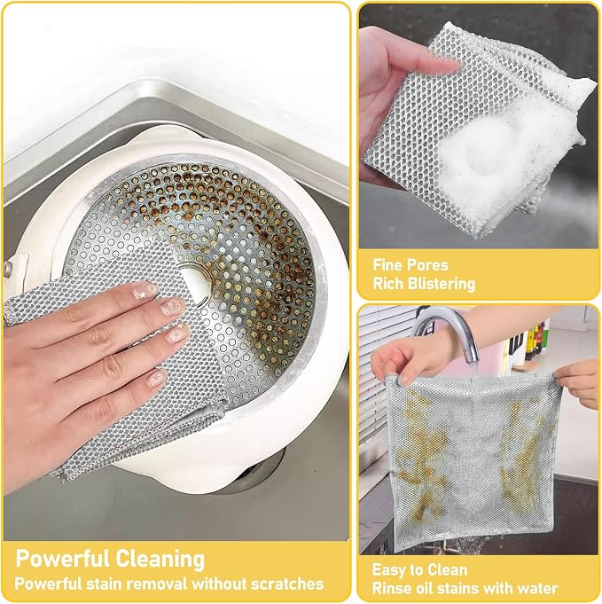 XANGNIER 9 Pcs Non Scratch Wire Dishcloth, 2025 New Upgrade Steel Wool Cleaning - Image 6