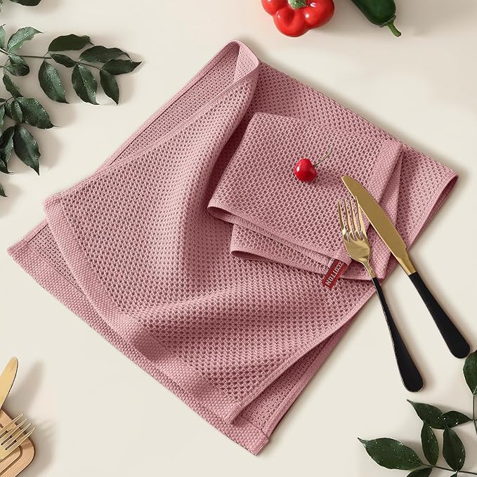 Kitinjoy 100% Cotton Waffle Weave Kitchen Hand Towels - Image 2