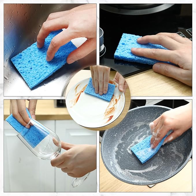 Zhengmy 100 Pieces Sponges Kitchen Compressed Sponges Bulk Natural Dish Sponge - Image 5