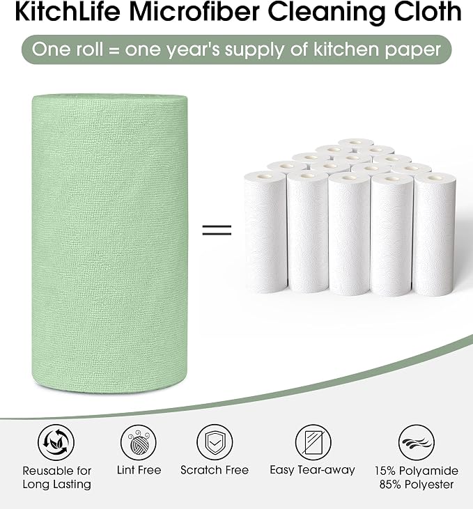 KitchLife Microfiber Cleaning Cloth Roll, 100 Pack - Image 3