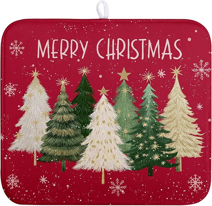 Merry Christmas Dish Drying Mat by Wnoesat