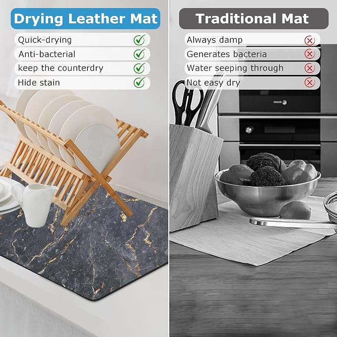 Dish Drying Mat Coffee Bar Mat for Kitchen Counter, Absorbent Dish Rack Pad - Image 6