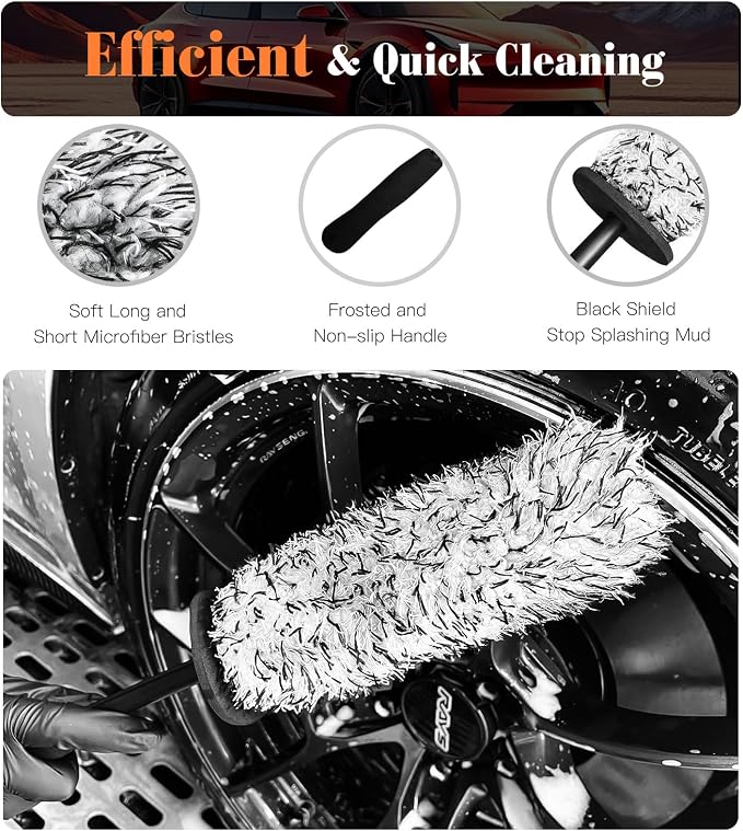 YeewayVeh 4PCS Car Wheel Brush Kit, Microfiber Wheel Cleaner Brush - Image 8