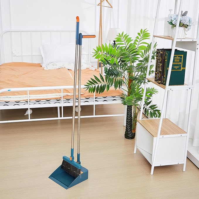 Suclain 4 Set 8 Pcs Broom and Dustpan Set 47 Inch Long Handle Brooms - Image 4