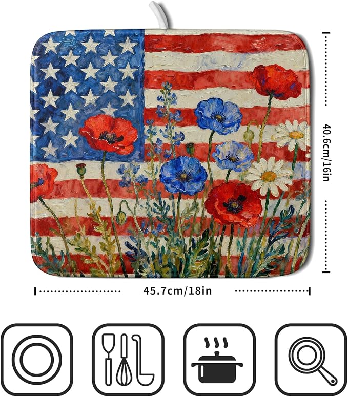 4th of July Patriotic Dish Drying Mat - Image 2