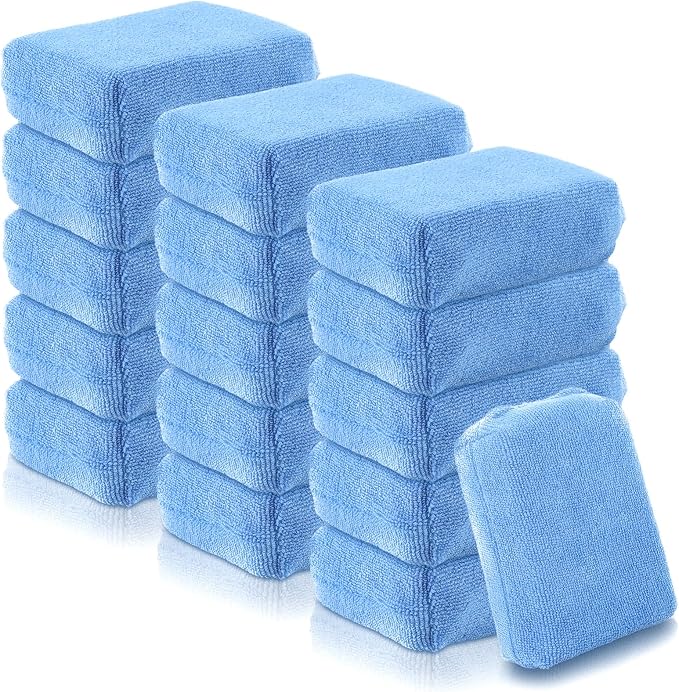16 PCS Microfiber Applicator Pad, 4.7"x3.1" Scratch-Free Foam Buffing Scrub Pads by Mkobon