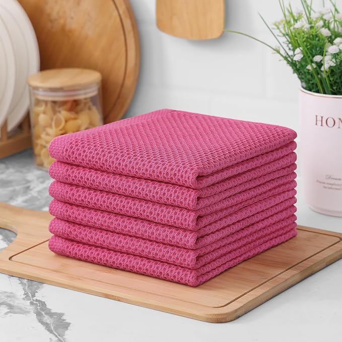 Kitinjoy 100% Cotton Kitchen Dish Cloths, 12 Pack Waffle Weave Ultra Soft - Image 7