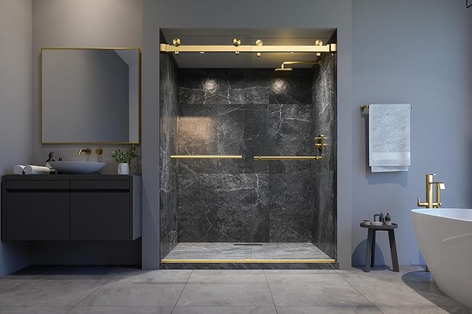 VITRA-200 56.5-59" W x 78" H Frameless Shower Door, Double Sliding - Image 2