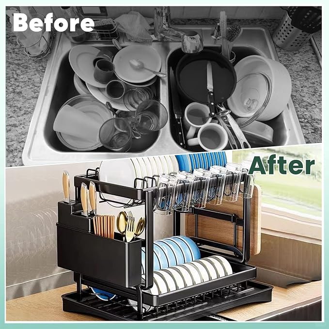 Dish Drying Rack, 2-Tier Dish Racks - Image 3