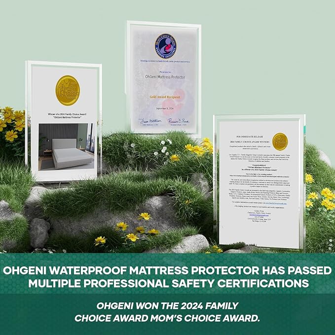 OhGeni 100% Waterproof Mattress Protector, King-Gray Size Mattress Pad - Image 7