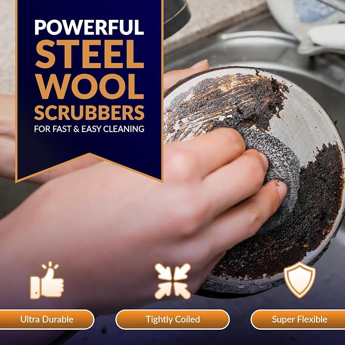 PAMI Heavy Duty Stainless Steel Sponge Scrubber Non-Scratch Metal Sponges - Image 2