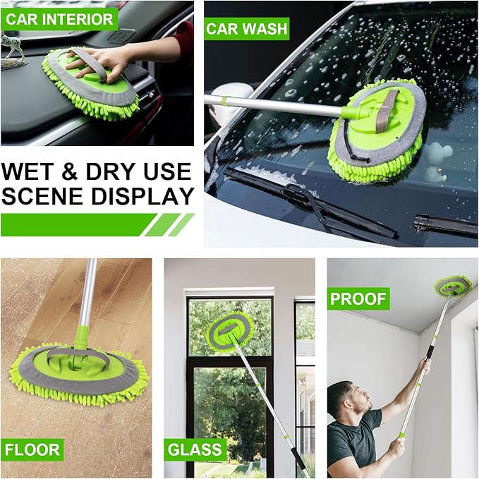 Ordenado 62" Car Wash Brush Kit Mitt Mop Sponge - Image 5