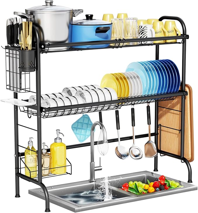 HOWDIA Over The Sink Dish Drying Rack, 3-Tier Stainless Steel Large Over The by HOWDIA
