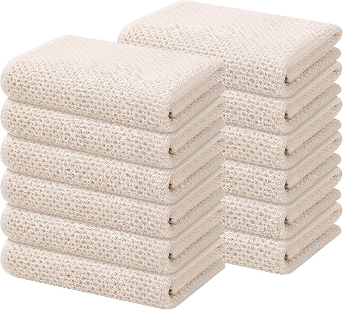Kitinjoy 100% Cotton Waffle Weave Kitchen Hand Towels by Kitinjoy