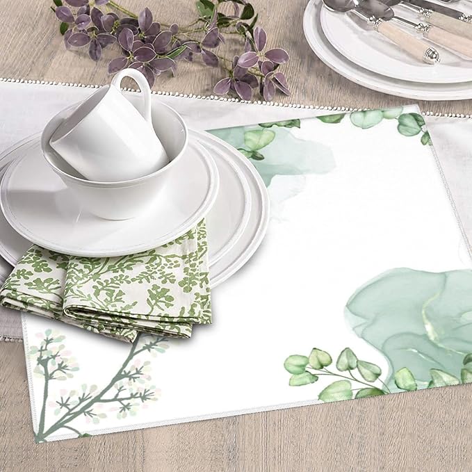 Watercolor Green Leaf Floral Dish Drying Mat - Image 7