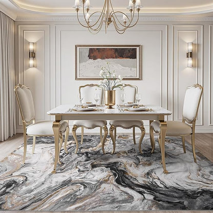 9x12 Area Rugs for Living Room, Modern Abstract Rug for Bedroom, Contemporary Machine Washable Rug, Large Stain Resistant Carpet for Dining Room Playroom Nursery Room, Pet & Kids Friendly