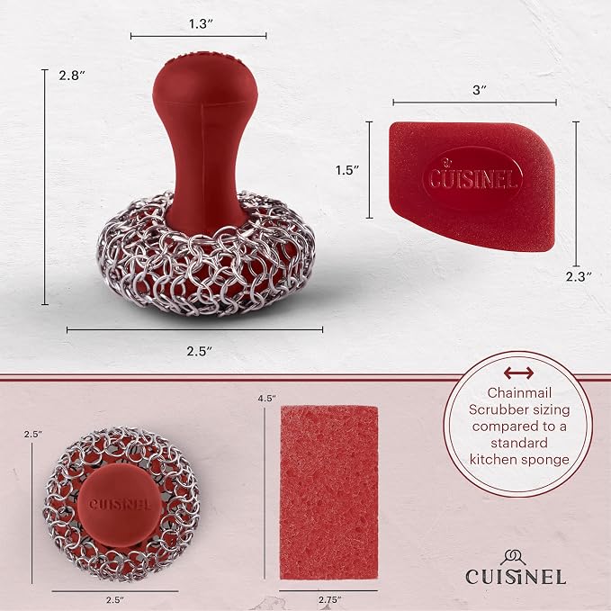 Cuisinel Cast Iron Chainmail Scrubber + Pan Scraper - Image 4