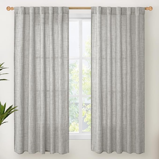 YoungsTex Dark Grey Linen Curtains 63 Inch Length by YoungsTex