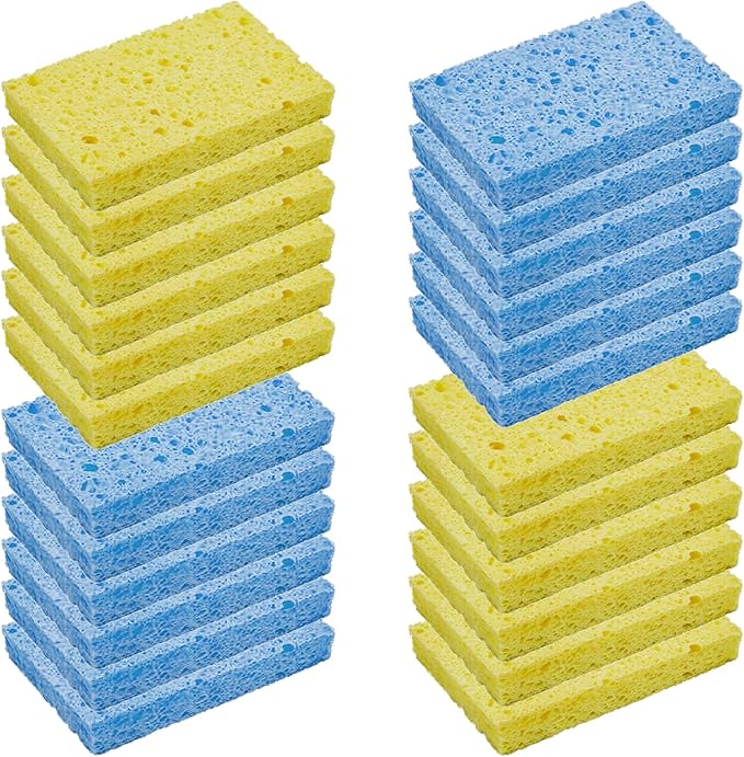 CELOX 24 Pack Durable Kitchen Sponges, Natural Wood Pulp Sponges by CELOX