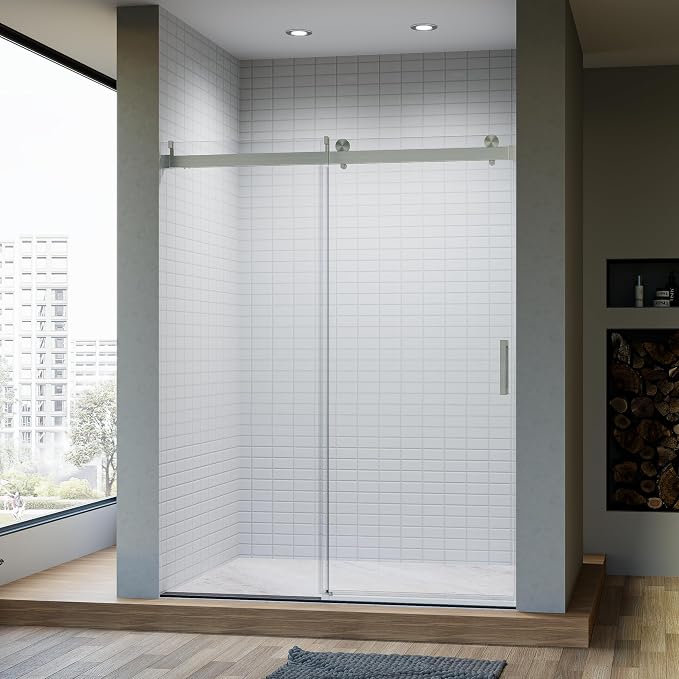 56-60" W x 76" H Frameless Single Sliding Glass Shower Doors Soft-Close - Image 2