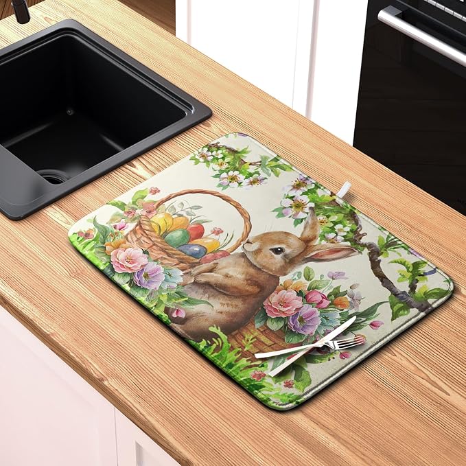 Happy Easter Bunny Kitchen Dish Drying Mat - Image 6