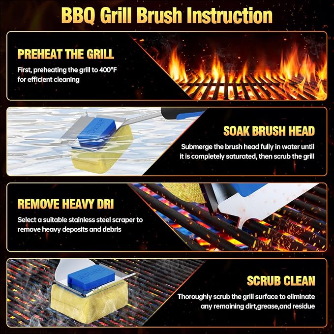 Grill Brush Bristle Free for Outdoor Grill, Steam Grill Cleaning Brush - Image 6