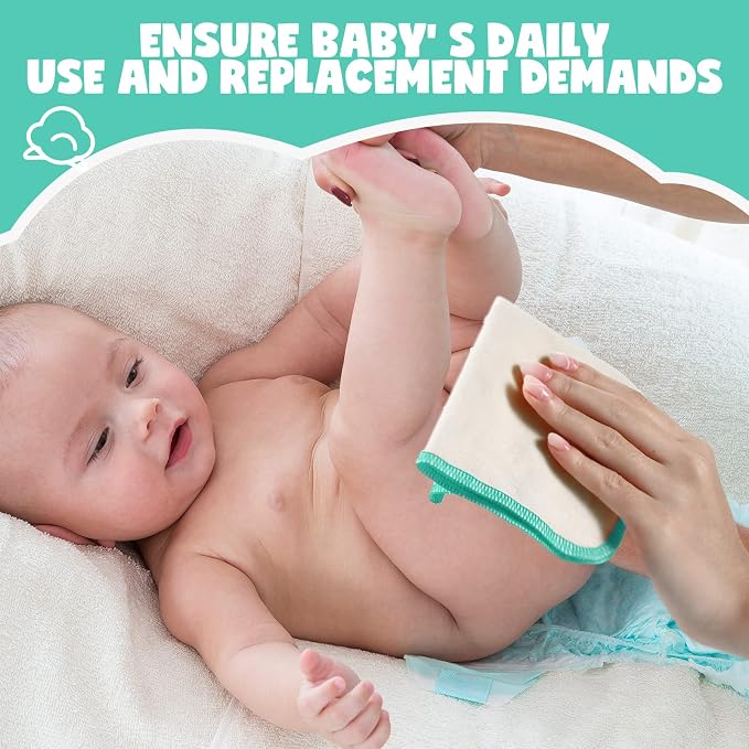 meekoo 45 Pcs Unbleached Flannel Cloth Baby Wipes Reusable Baby Diapers Wipes 8 - Image 6