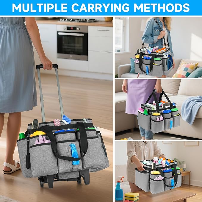 Large Rolling Cleaning Caddy Bag - Image 7