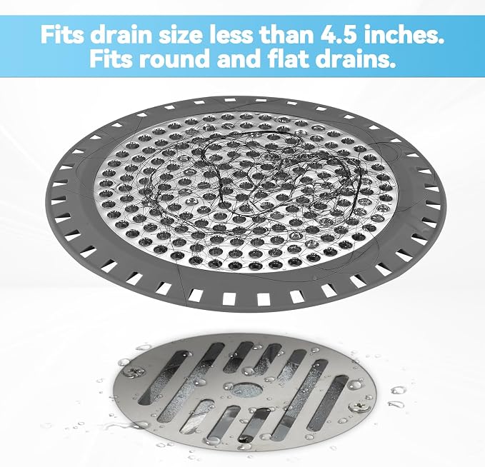 Shower Drain Hair Catcher, Aluvor Shower Drain Cover Bathtub Drain Strainers - Image 4