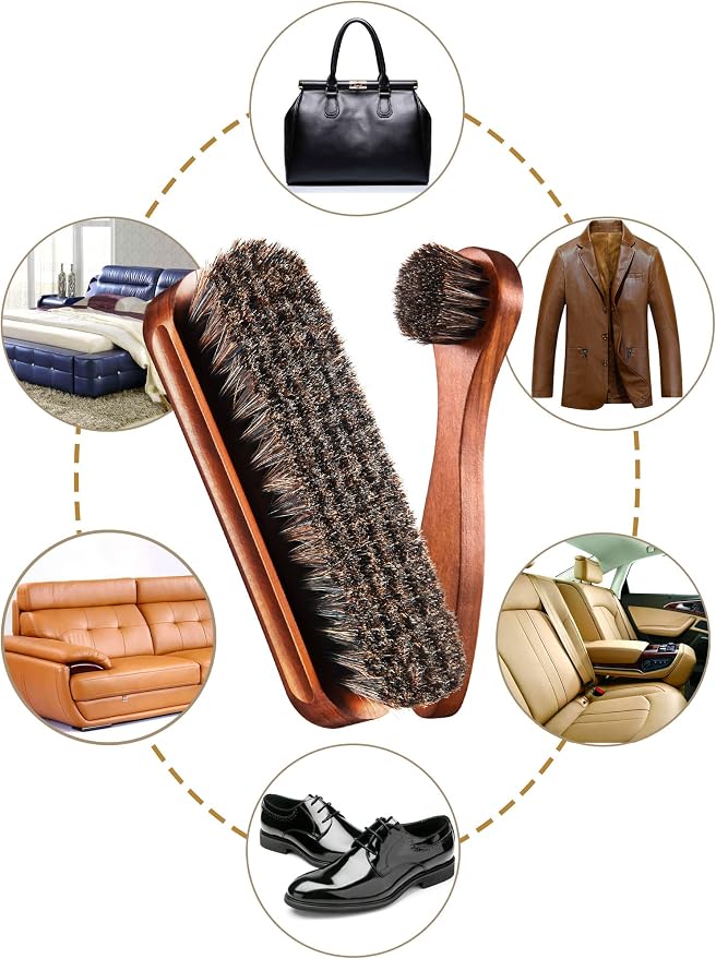 Youngjoy 3 Pieces Horsehair Shine Shoes Brush kit Polish Dauber Applicators - Image 4