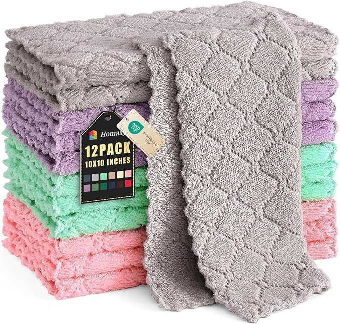 Homaxy 12 Pack Kitchen Dish Cloths, Super Soft and Absorbent Coral Velvet Dish by Homaxy