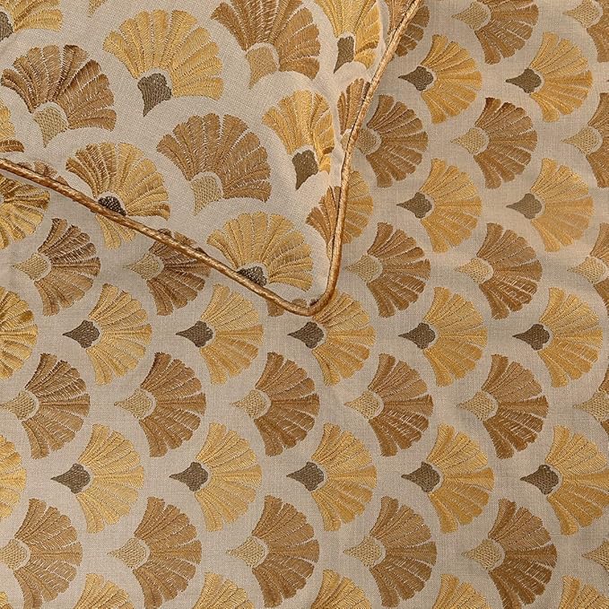 The HomeCentric King Queen Twin Beige & Yellow Gold Handmade Queen 74"x18" Bed Runner with 2 Pillow Cover, Floral Embroidery Bed Scarf on Cotton Embroidery Fabric - Autumn Bloom