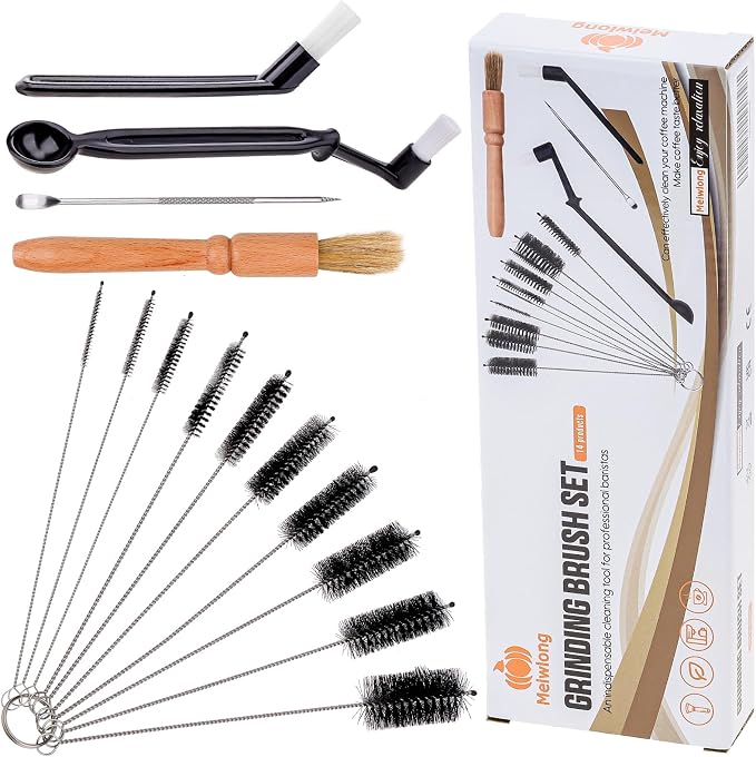 14 PCS Coffee Grinder Cleaning Brush Set, Espresso Machine Cleaning Brush Kit by Meiwlong