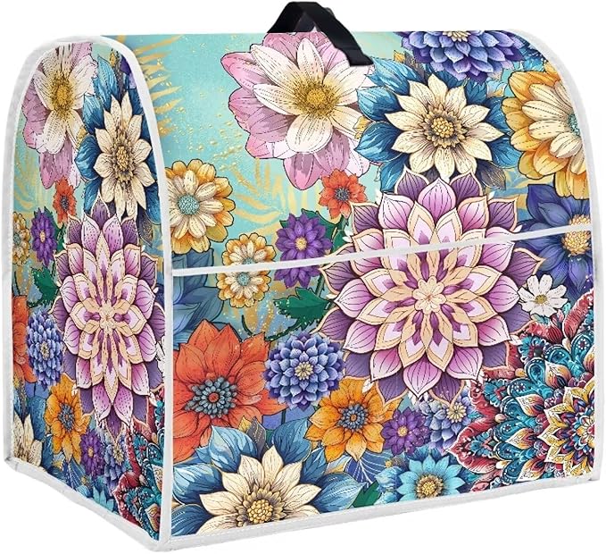 Kitchen Stand Mixer Covers Boho Mandala Flower Mixer Cover Dust Cover Washable Kitchen Appliance Cover for 4.5-5 Quart Mixers, Keep Your Kitchen Clean