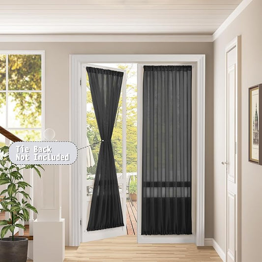 Tollpiz Sheer Curtain Closet Linen Textured Curtain Sheers Doorway Light - Image 2