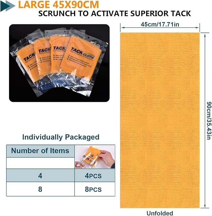 8 Pack Tack Cloths, 17.7" x 35.4" Premium Tack Rags - Image 3