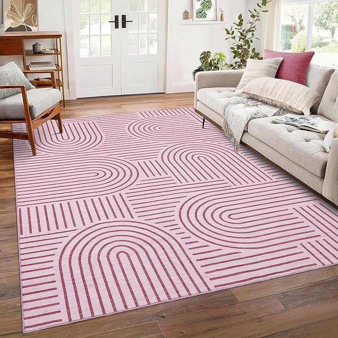 Washable Rug 8x10 Area Rugs for Living Room, Abstract Rug for Bedroom, Soft by ROYHOME