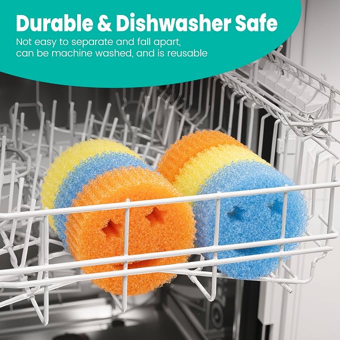 HELIME Scrub Sponges Dish Scrubber, Non-Scratch Multi-Functional Color Sponge - Image 3