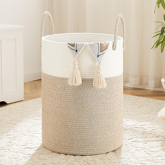 Laundry Basket, Woven Cotton Rope Laundry Hamper, 40L by Artfeel