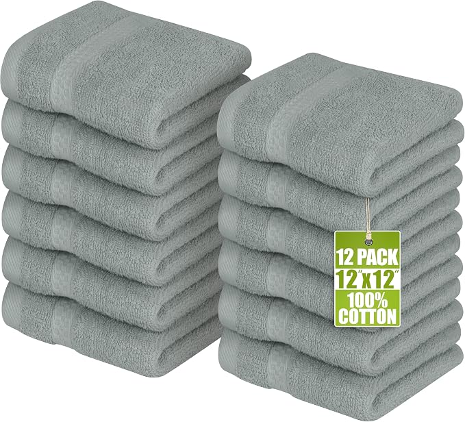 Utopia Towels 12 Pack Premium Wash Cloths Set, 12 by 12 Inches, 100% Cotton by UTOPIATOWELS