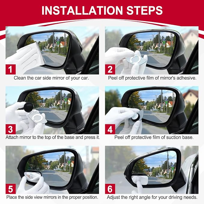 LivTee Blind Spot Car Mirror, HD Glass Frameless Convex Side Mirror Blindspot - Image 4